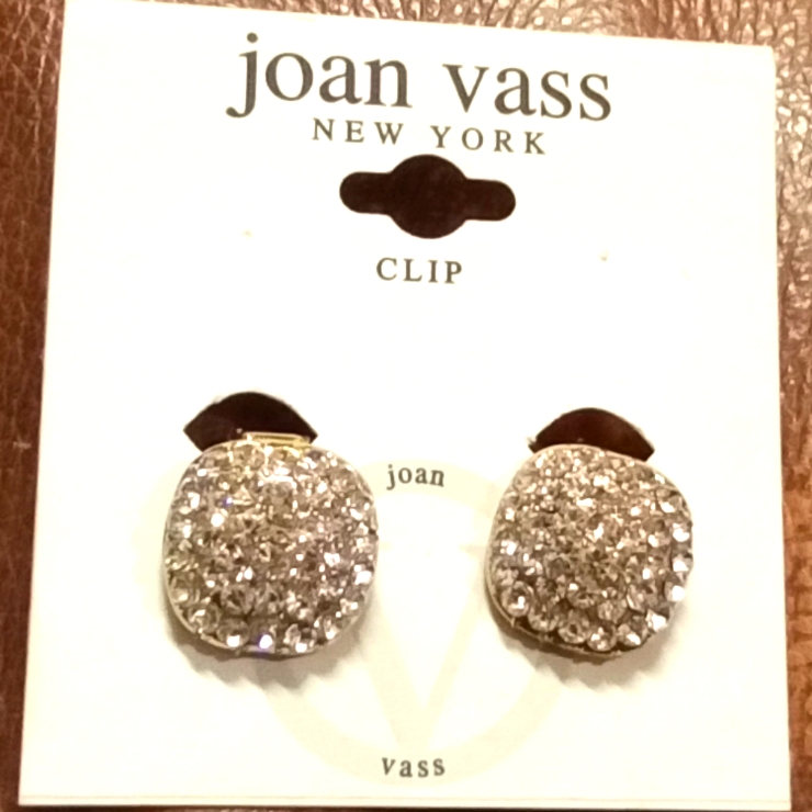 Joan Vass Goldtone Crystal Clip On Earrings
